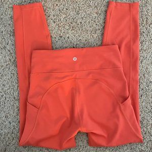Lululemon leggings, Invigorate High-Rise Tight 25', Size 6, Orange